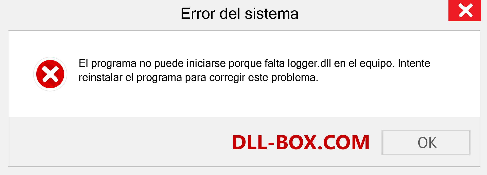 ¿Falta el archivo logger.dll ?. Descargar para Windows 7, 8, 10 - Corregir logger dll Missing Error en Windows, fotos, imágenes